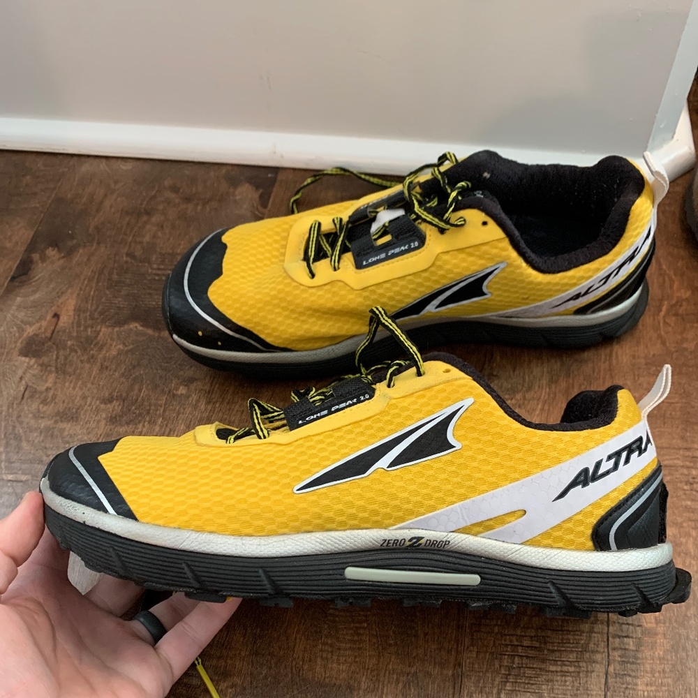 ALTRA Lone Peak 2.0 Trail Running Shoes Womens 8.5 Yellow Gaiter Trap